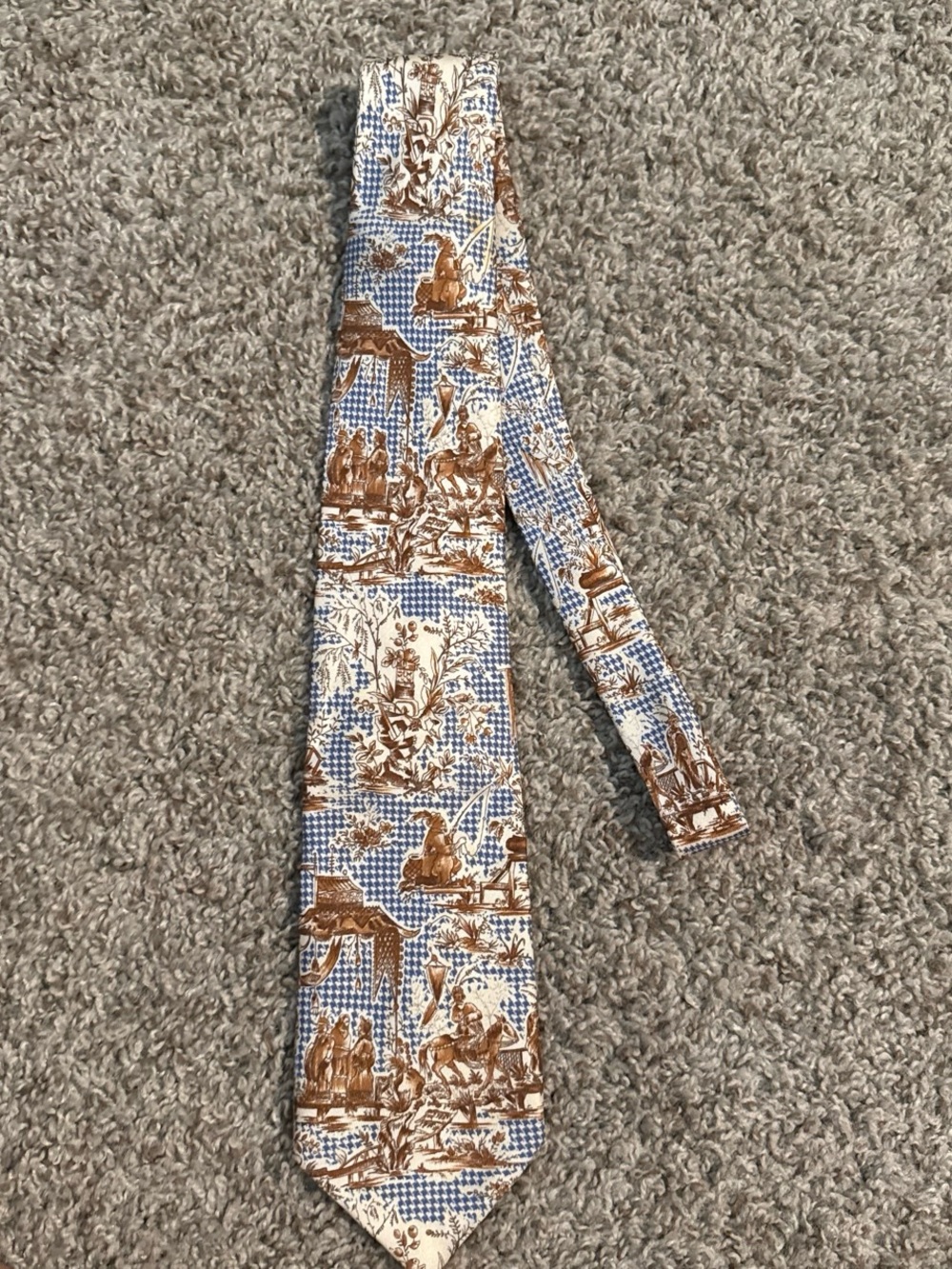 Dior Blue, Brown and Cream Scenic Toile Tie